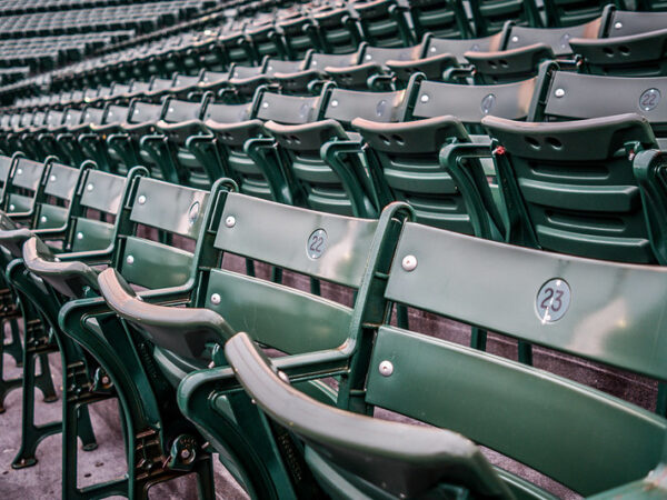 Empty stadium seats.